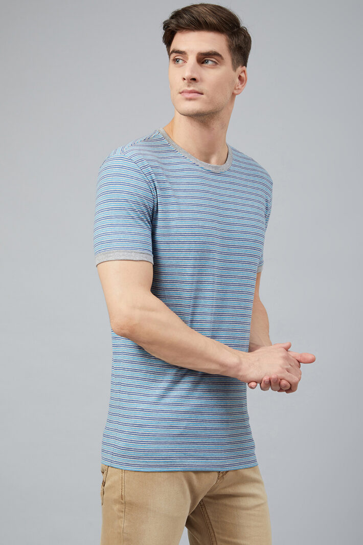 Fahrenheit Round Neck With Allover Feeder Stripes