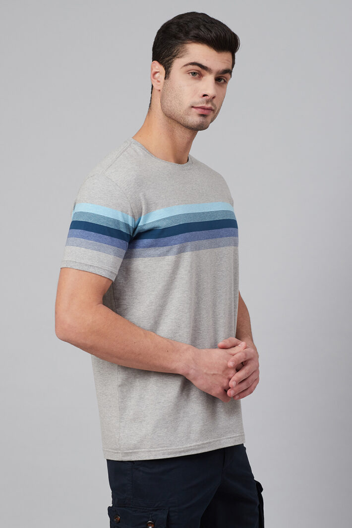 Fahrenheit Round Neck With Engineered Stripe On Chest