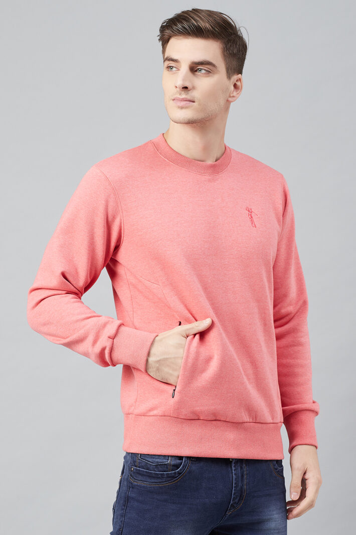 Fahrenheit Round Neck Fleece Sweatshirt Flamingo Pink