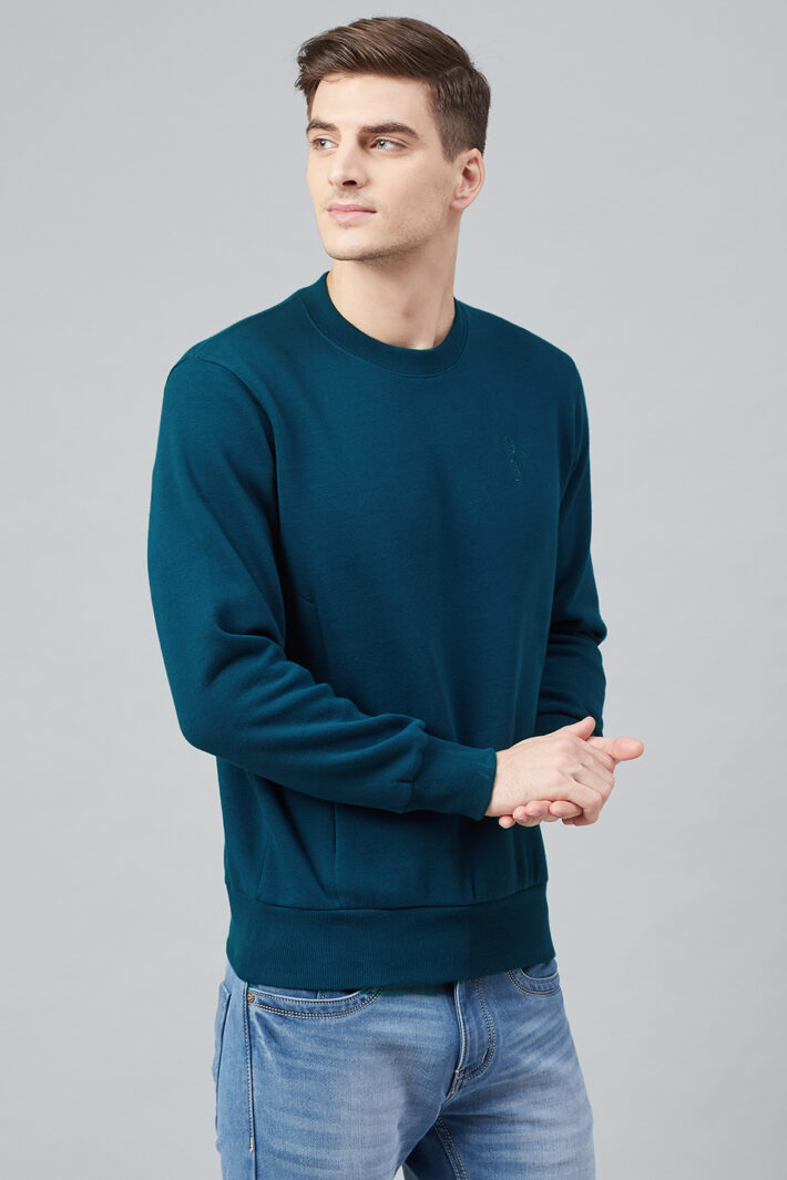 Fahrenheit Round Neck Fleece Sweatshirt Blue