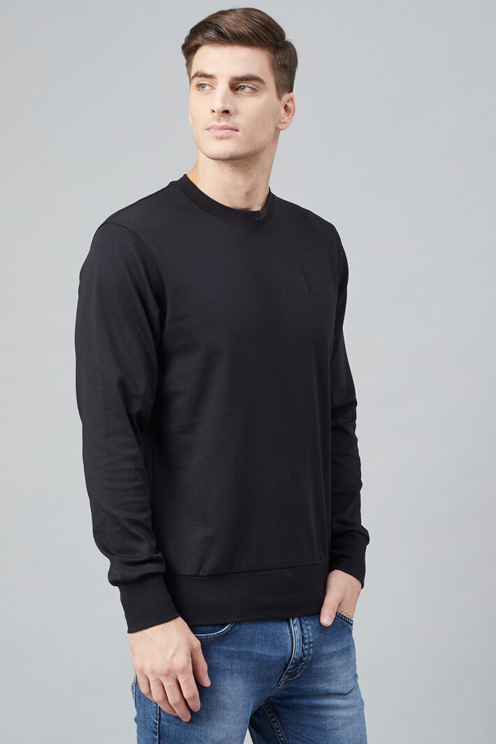 Fahrenheit Solid Round Neck Sweatshirt Black