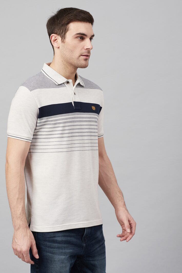 Fahrenheit Jacquard Knit With Engineered Stripe Polo