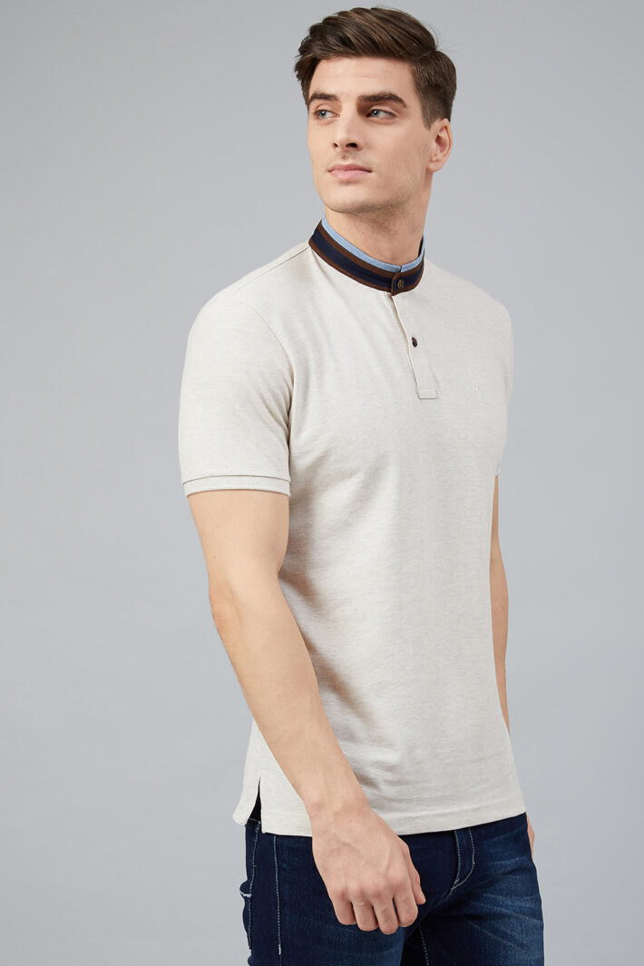 Fahrenheit Solid Stand-Up Collar Polo Shirt White