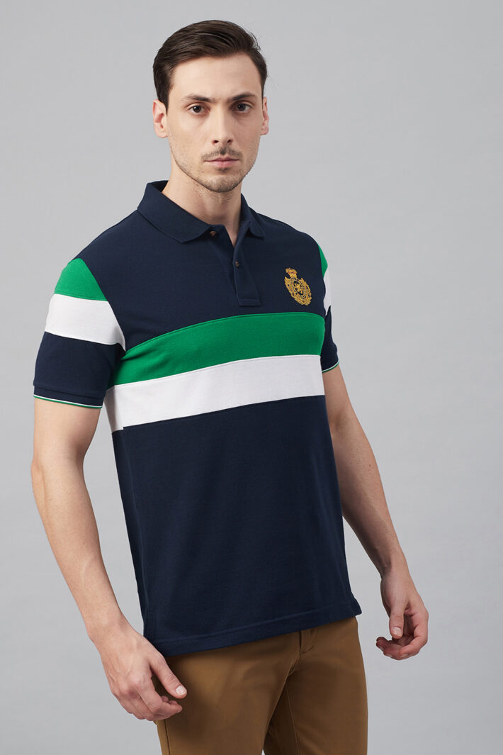 Fahrenheit Chest Stripe Colourblock Polo Shirt