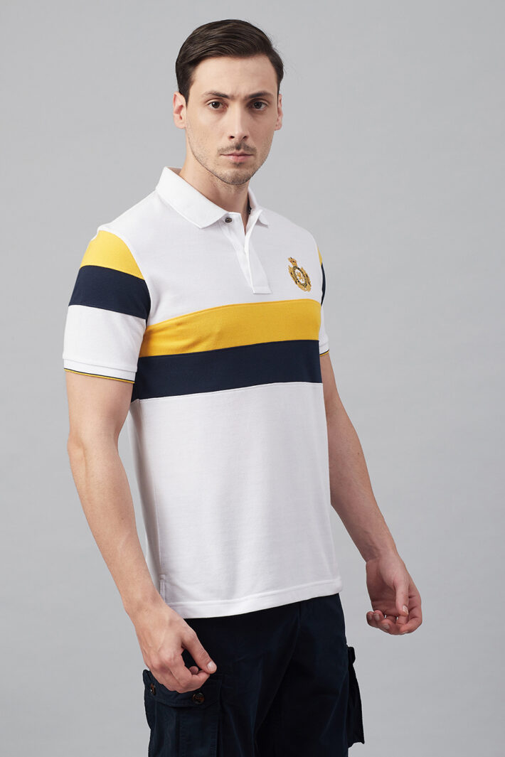 Fahrenheit Chest Stripe Colourblock Polo Shirt