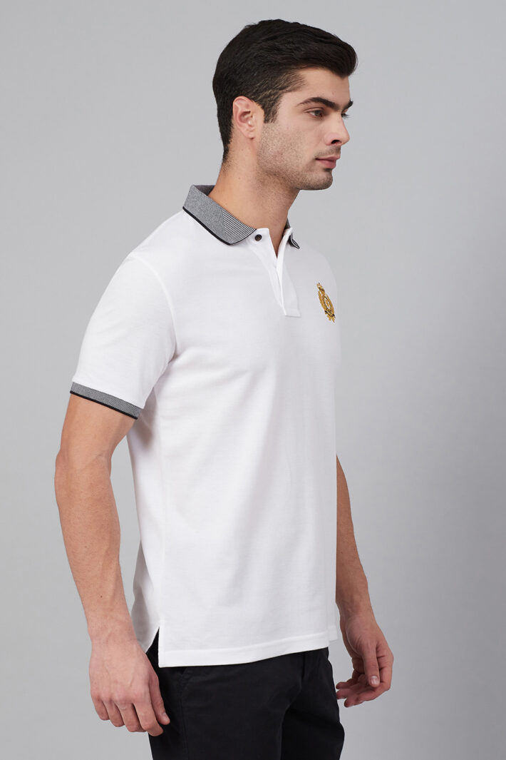 Fahrenheit Solid Polo With Jacquard Collar