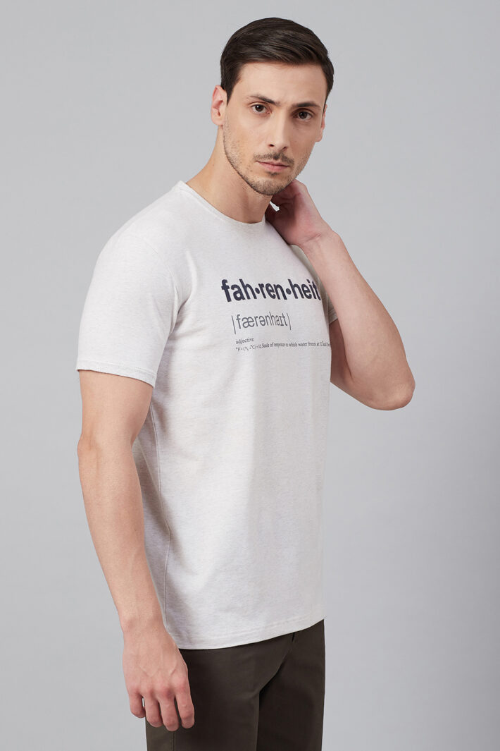 Fahrenheit Round Neck With Fahrenheit Print White