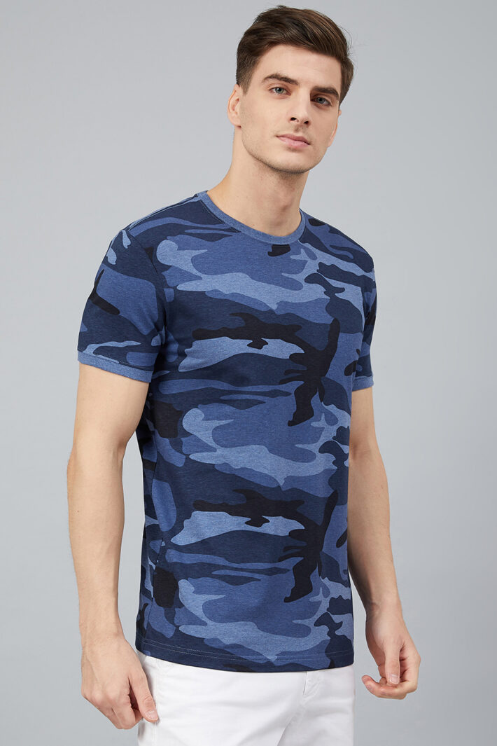 Fahrenheit Round Neck With Allover Camouflage Print