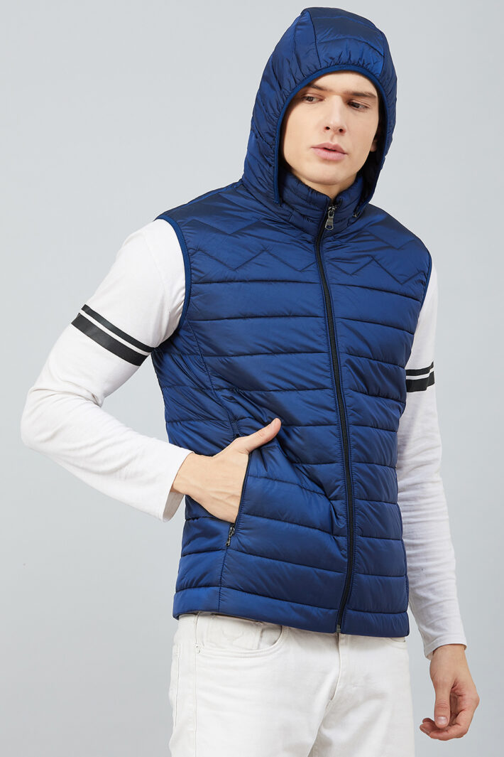 Fahrenheit Hooded Sleeveless Jacket Blue