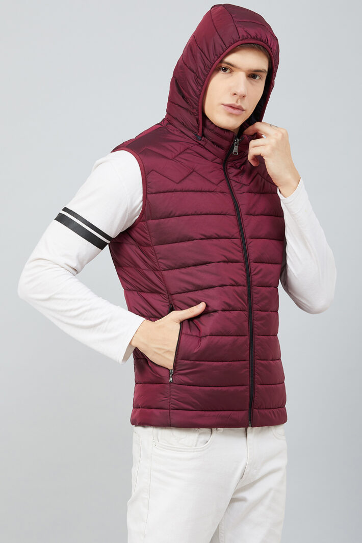 Fahrenheit Hooded Sleeveless Jacket Red