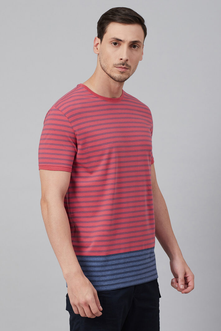 Fahrenheit Round Neck Colourblock Feeder Stripes