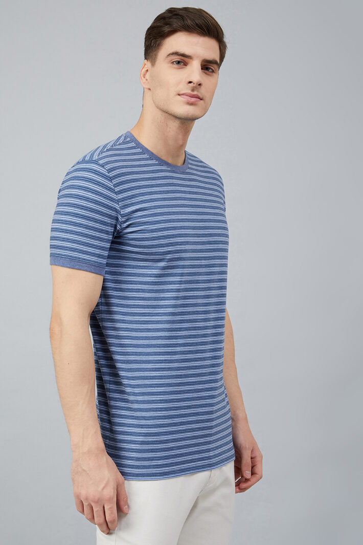 Fahrenheit Round Neck With Allover Feeder Stripes