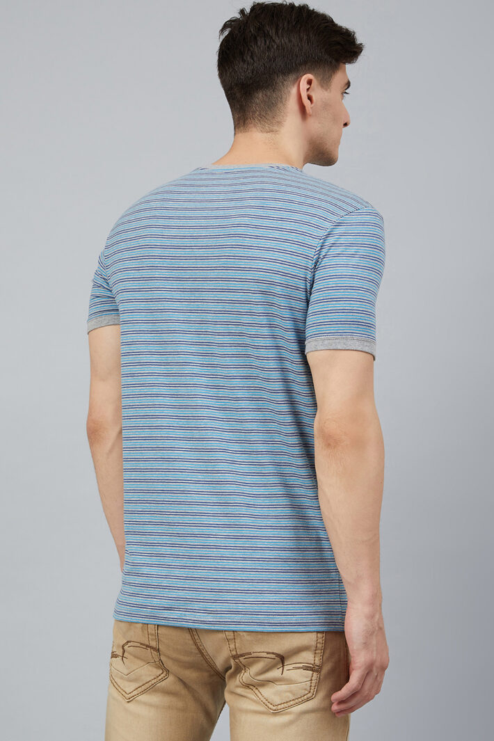 Fahrenheit Round Neck With Allover Feeder Stripes