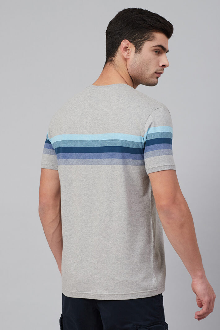 Fahrenheit Round Neck With Engineered Stripe On Chest