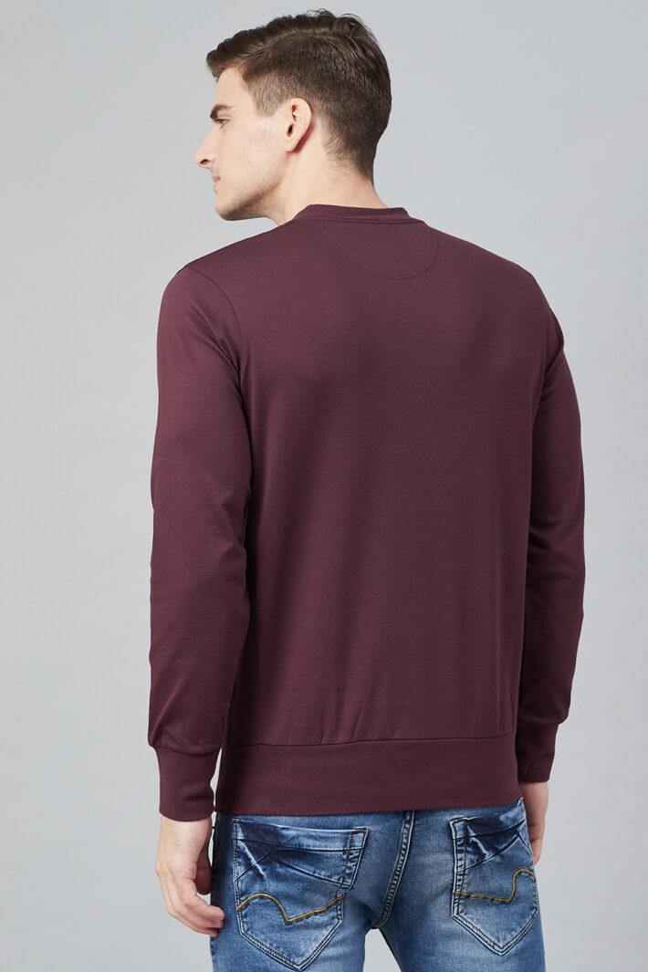 Fahrenheit Solid Round Neck Sweatshirt Maroon