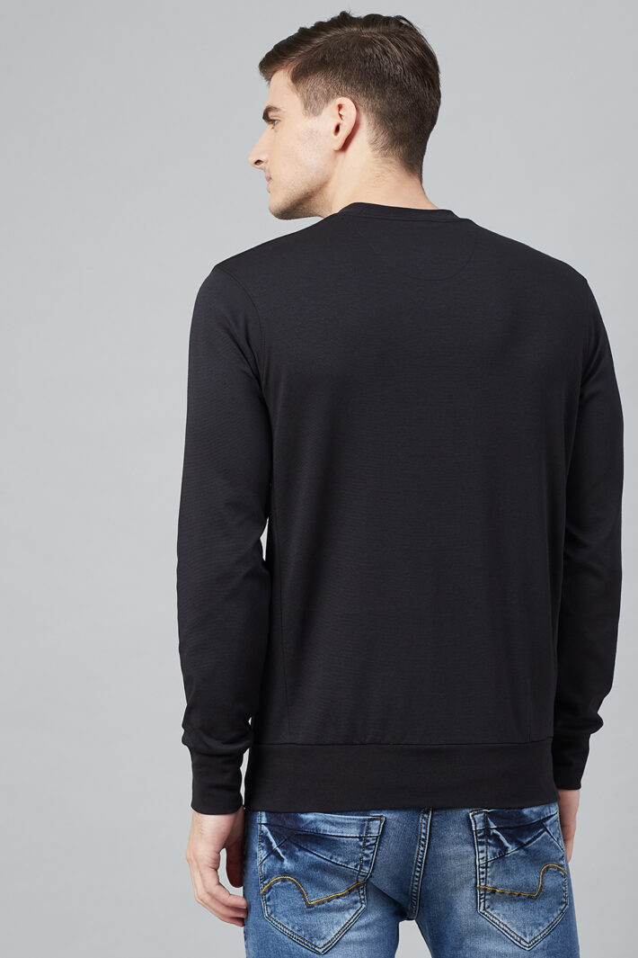 Fahrenheit Solid Round Neck Sweatshirt Black