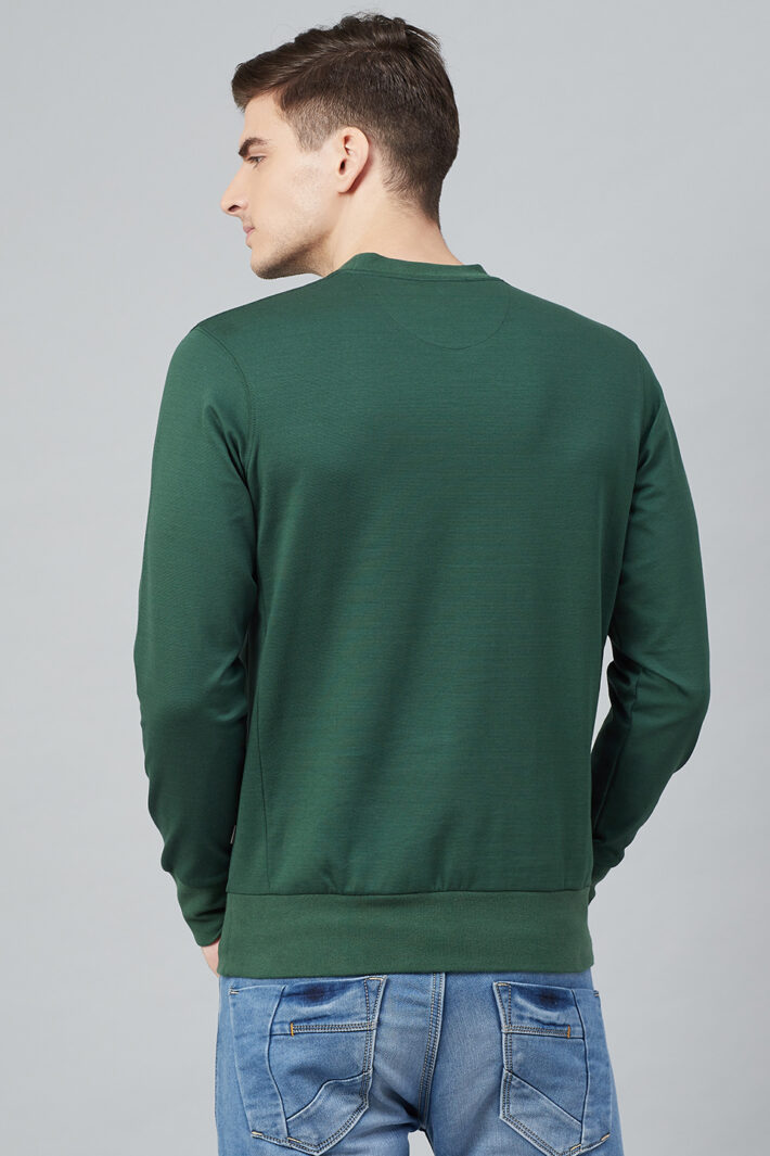 Fahrenheit Solid Round Neck Sweatshirt Green
