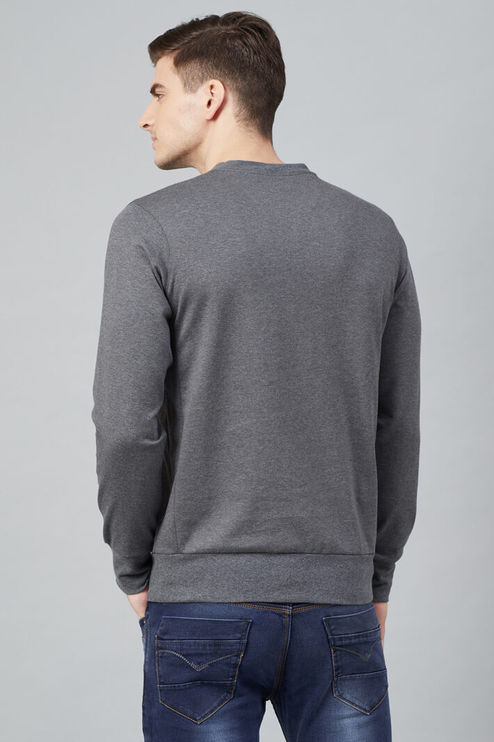 Fahrenheit Solid Round Neck Sweatshirt Grey