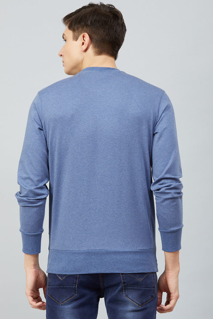 Fahrenheit Solid Round Neck Sweatshirt Blue