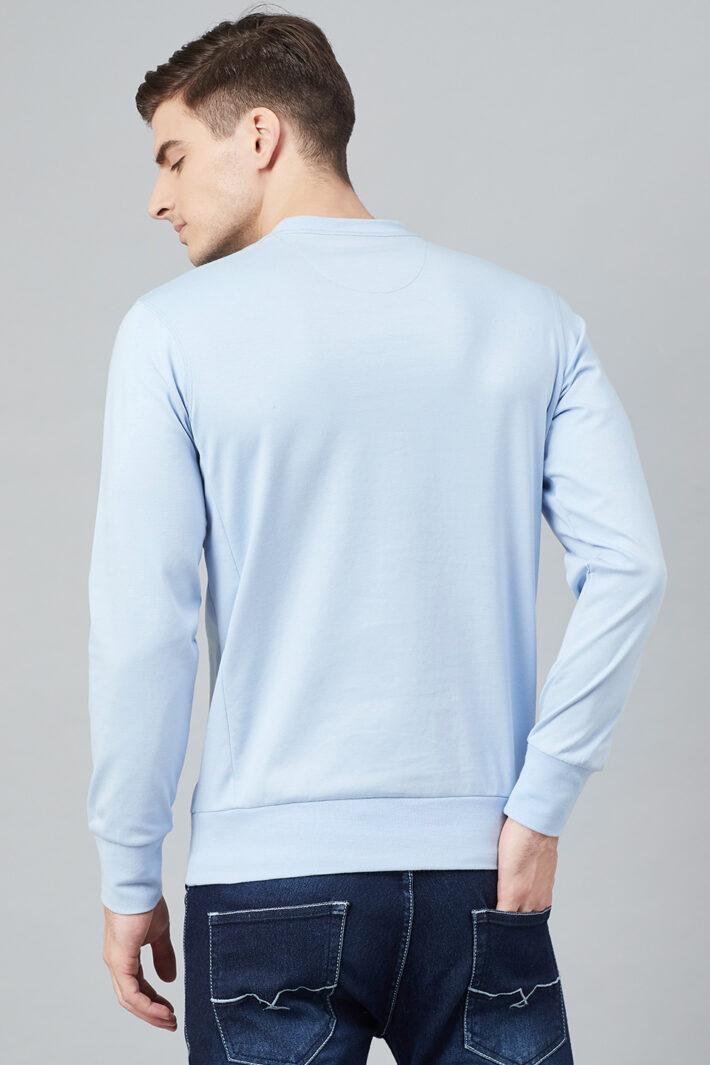 Fahrenheit Solid Round Neck Sweatshirt Sky Blue