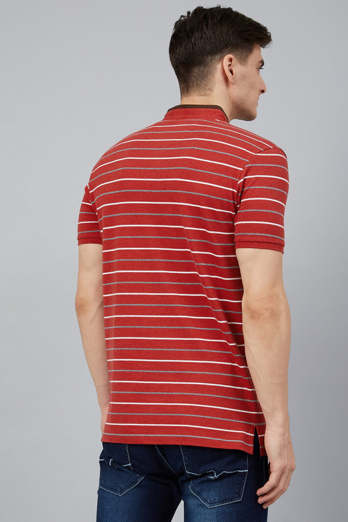 Fahrenheit Feeder Stripes Stand-Up Collar Polo Shirt