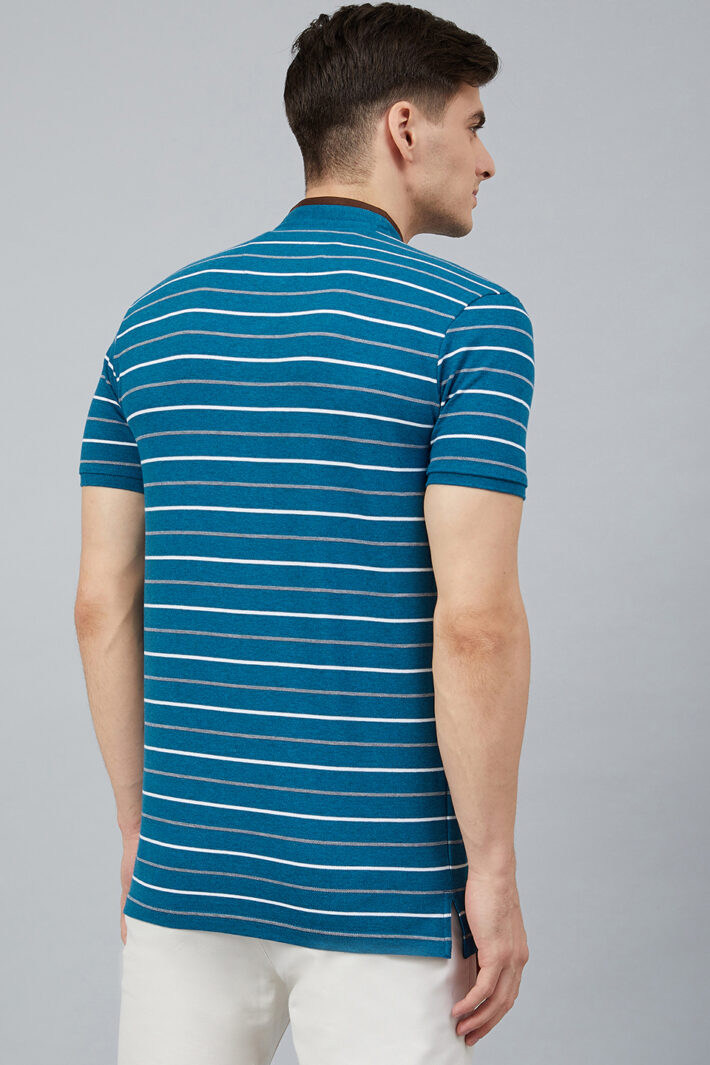 Fahrenheit Feeder Stripes Stand-Up Collar Polo Shirt