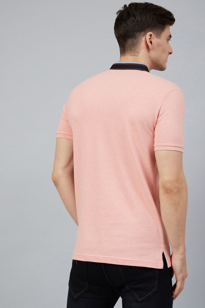 Fahrenheit Solid Stand-Up Collar Polo Shirt Pink