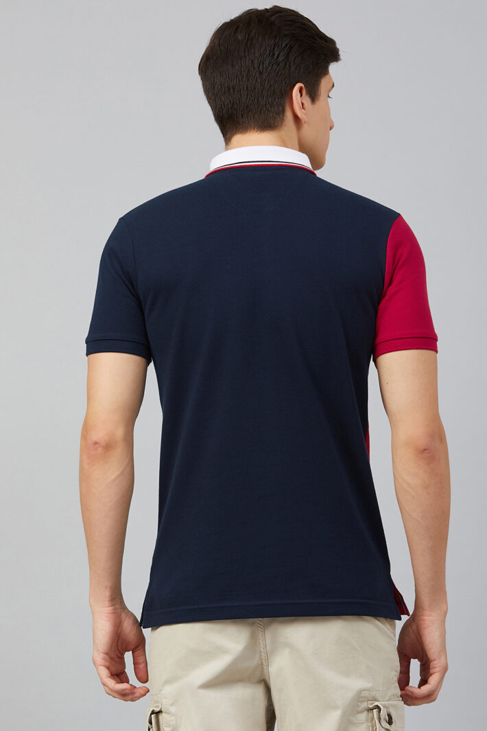 Fahrenheit Vertical Stripe Colourblock Polo Shirt