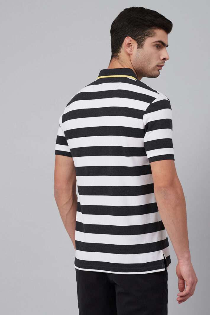 Stripe Polo With Tipped Collar