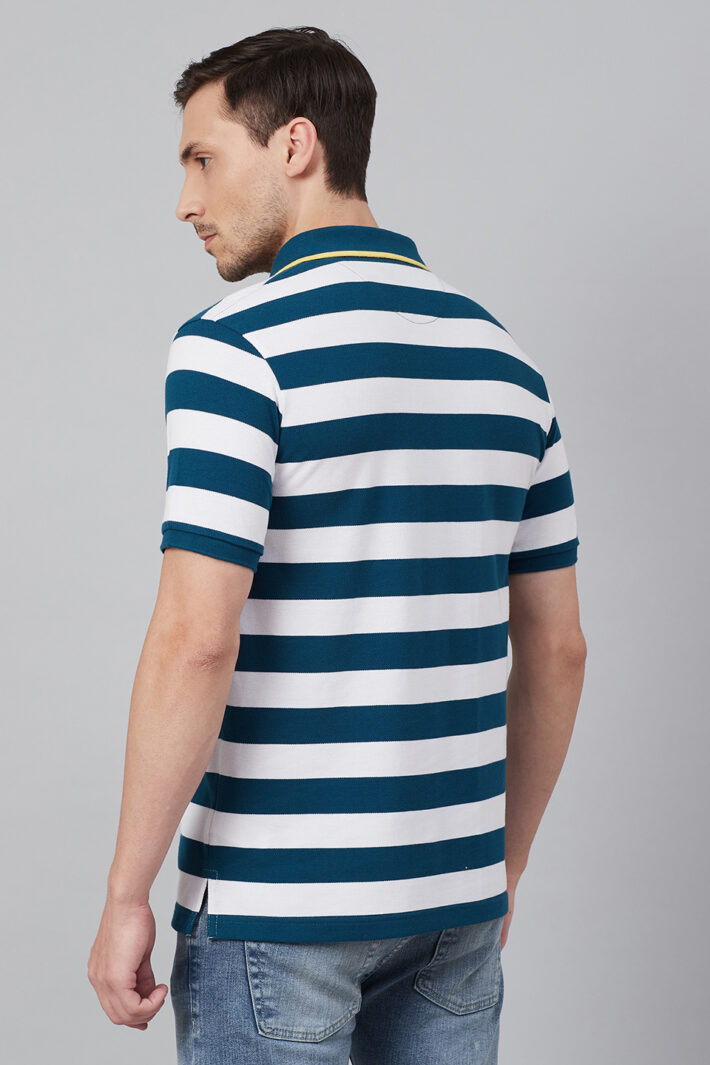 Fahrenheit Stripe Polo With Tipped Collar