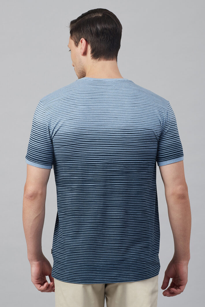 Fahrenheit Round Neck With Asymmetric Stripe Print