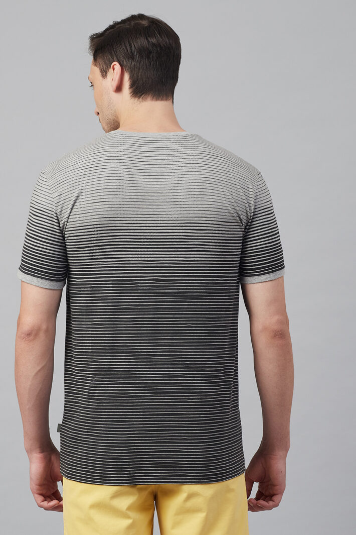 Fahrenheit Round Neck With Asymmetric Stripe Print