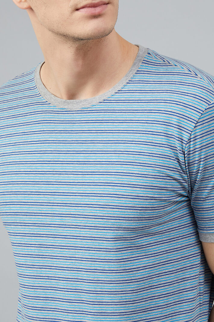 Fahrenheit Round Neck With Allover Feeder Stripes