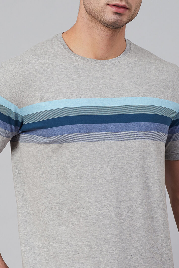 Fahrenheit Round Neck With Engineered Stripe On Chest