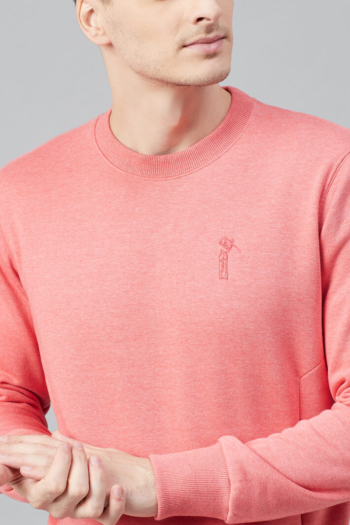 Fahrenheit Round Neck Fleece Sweatshirt Flamingo Pink