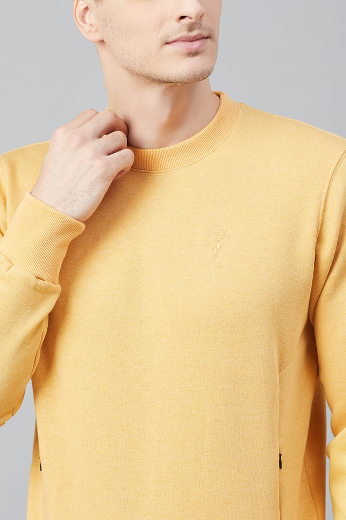 Fahrenheit Round Neck Fleece Sweatshirt Light Yellow