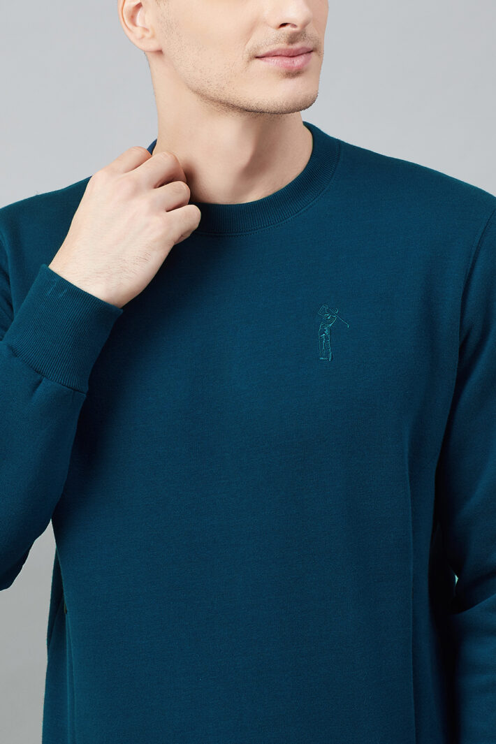 Fahrenheit Round Neck Fleece Sweatshirt Blue