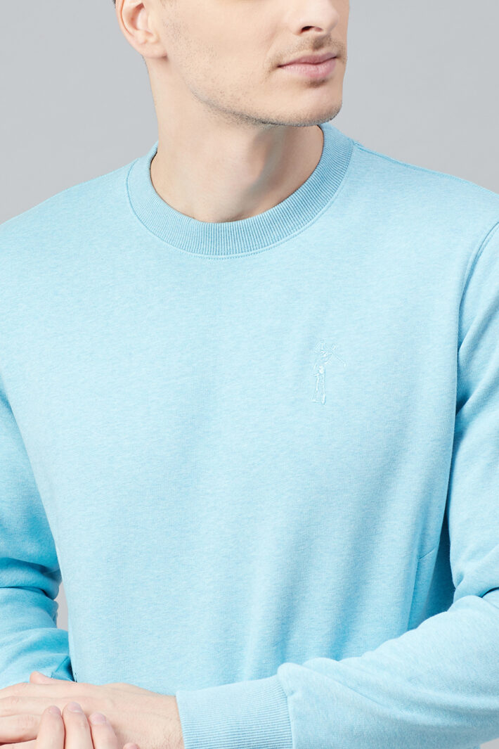 Fahrenheit Round Neck Fleece Sweatshirt Light Blue