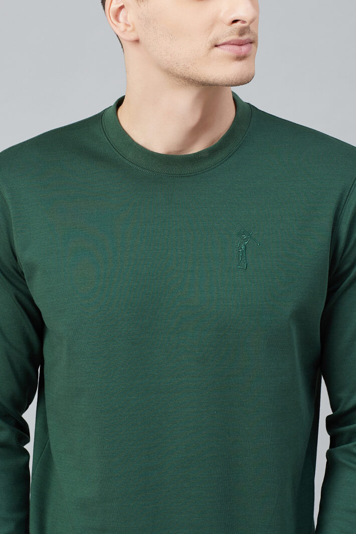 Fahrenheit Solid Round Neck Sweatshirt Green