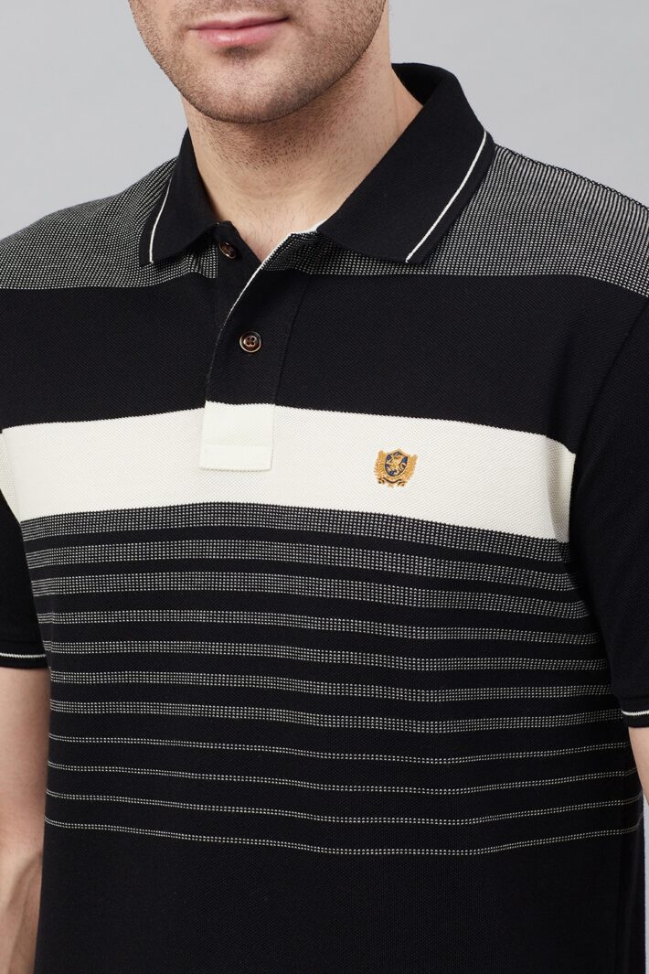 Fahrenheit Jacquard Knit With Engineered Stripe Polo