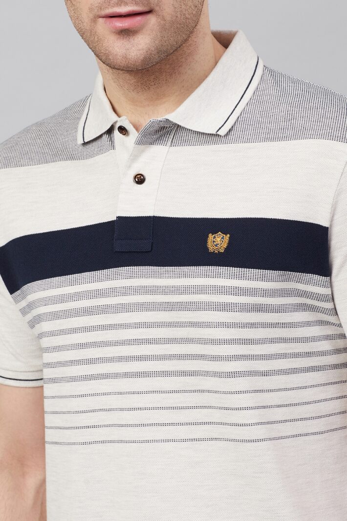 Fahrenheit Jacquard Knit With Engineered Stripe Polo