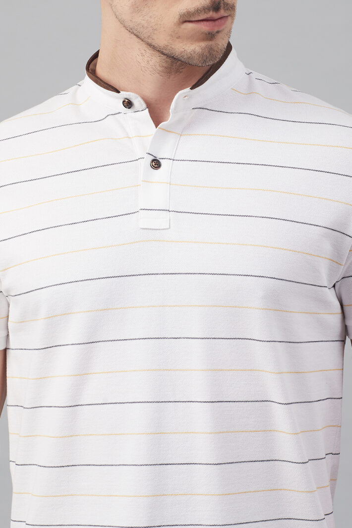 Fahrenheit Striper Stand-Up Collar Polo Shirt