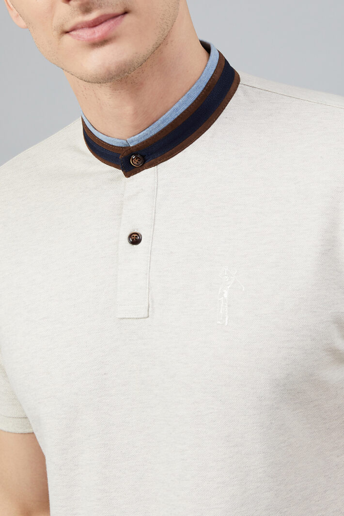 Fahrenheit Solid Stand-Up Collar Polo Shirt White