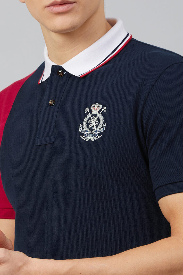 Fahrenheit Vertical Stripe Colourblock Polo Shirt