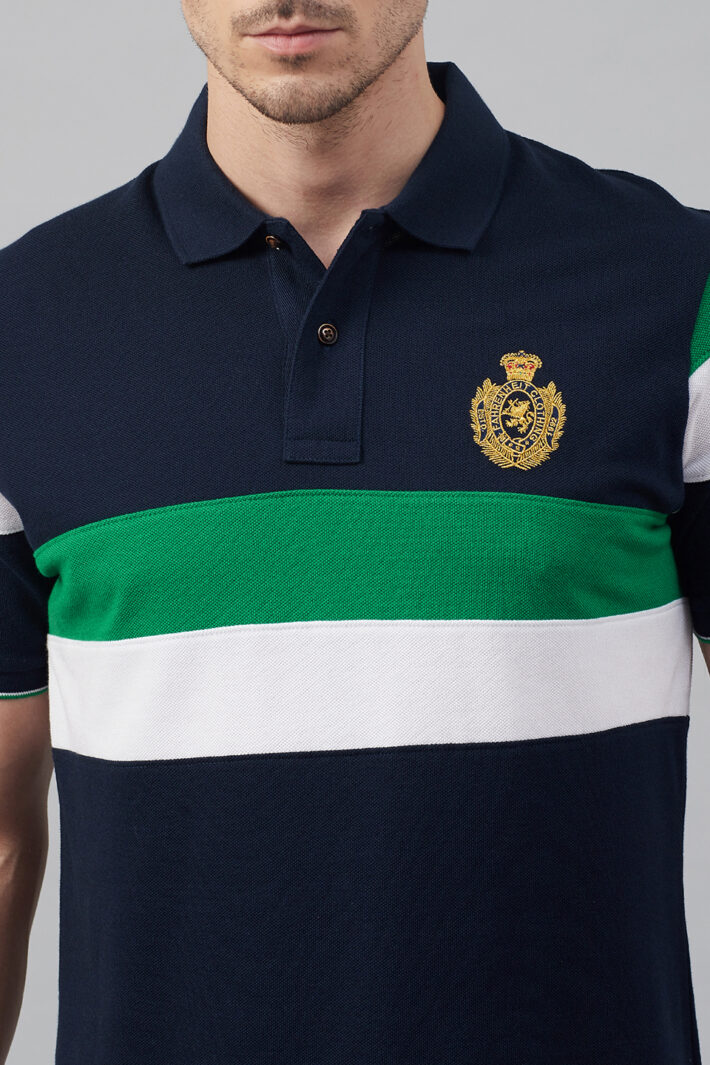 Fahrenheit Chest Stripe Colourblock Polo Shirt