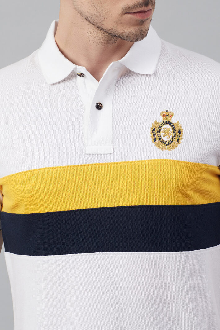 Fahrenheit Chest Stripe Colourblock Polo Shirt