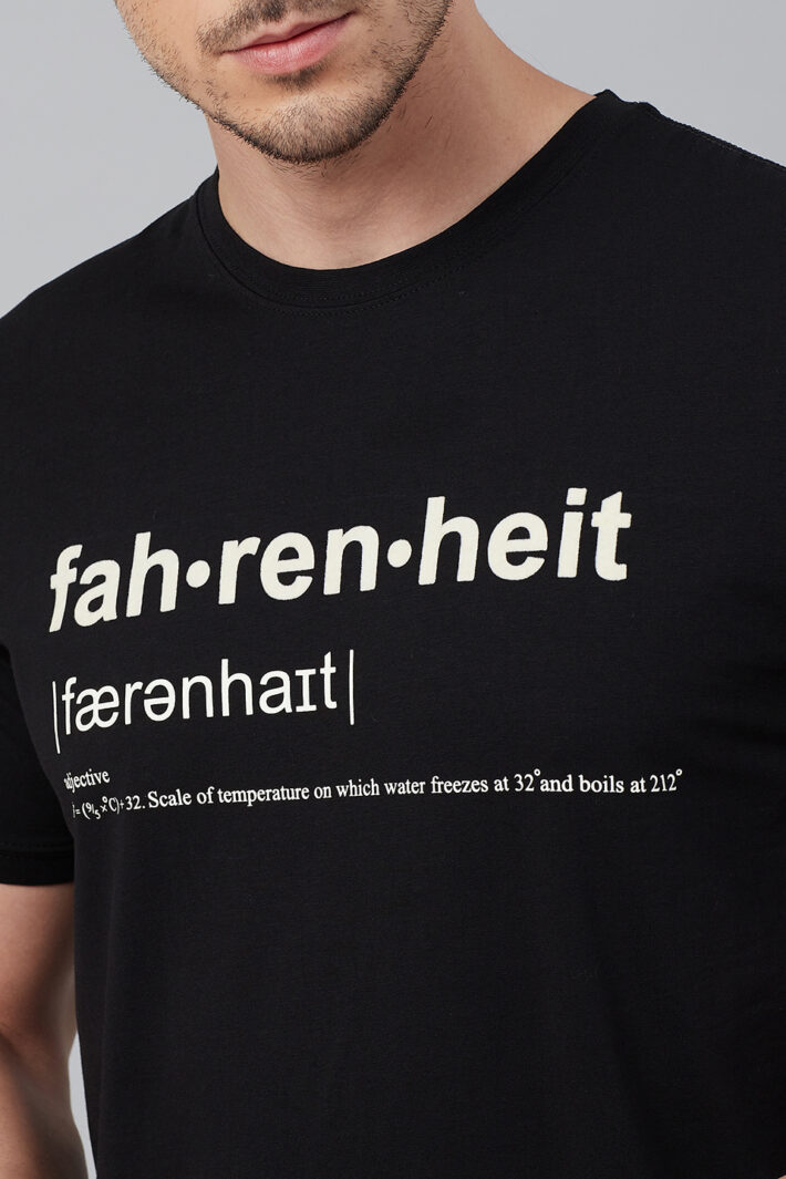 Fahrenheit Round Neck With Fahrenheit Print Black