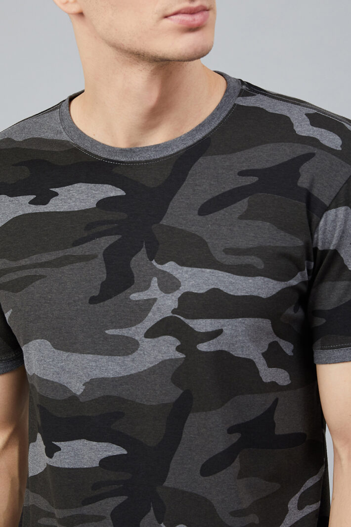 Fahrenheit Round Neck With Allover Camouflage Print