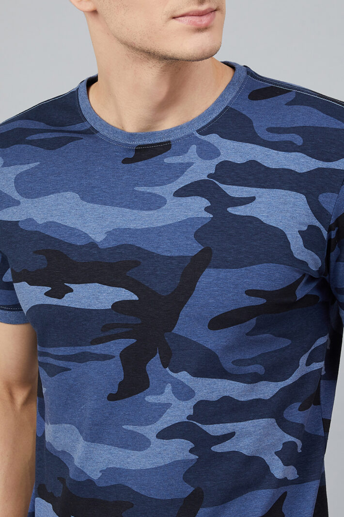 Fahrenheit Round Neck With Allover Camouflage Print