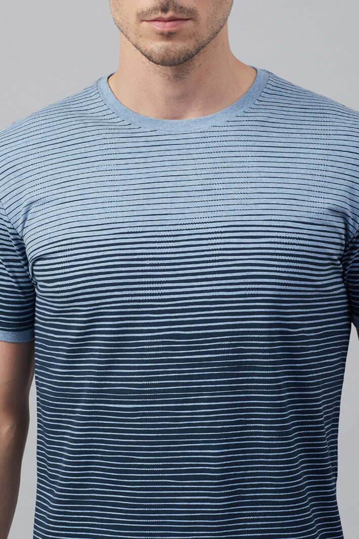 Fahrenheit Round Neck With Asymmetric Stripe Print